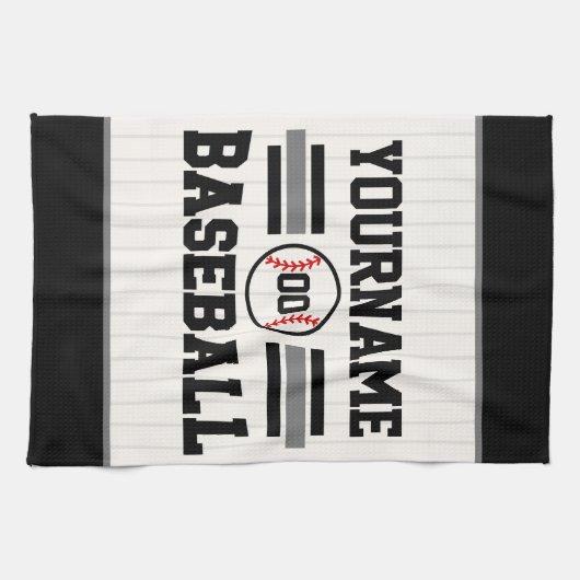 Personalisiertes Retro-Baseball-Player-Team Geschirrtuch (Horizontal)