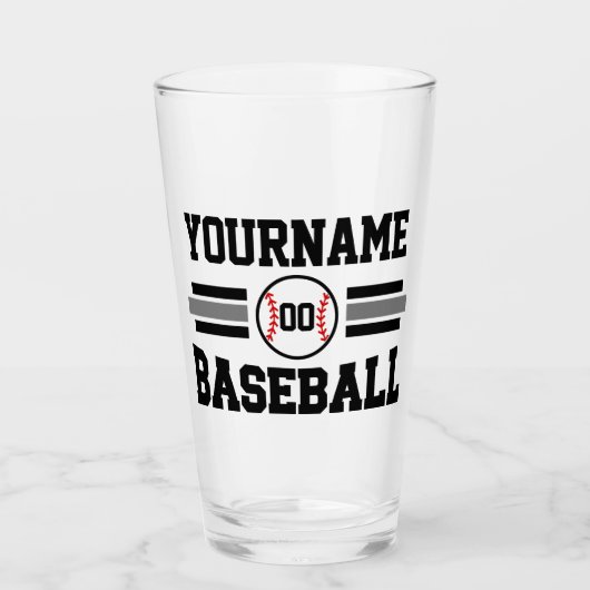 Personalisiertes Retro-Baseball-Player-Team Glas (Vorderseite)