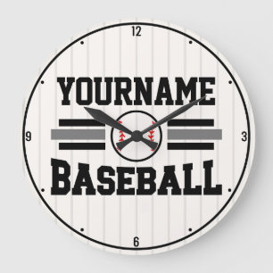 Personalisiertes Retro-Baseball-Player-Team Große Wanduhr