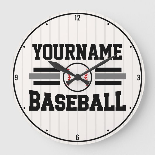 Personalisiertes Retro-Baseball-Player-Team Große Wanduhr (Vorderseite)