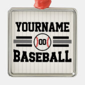 Personalisiertes Retro-Baseball-Player-Team Ornament Aus Metall (Vorne)
