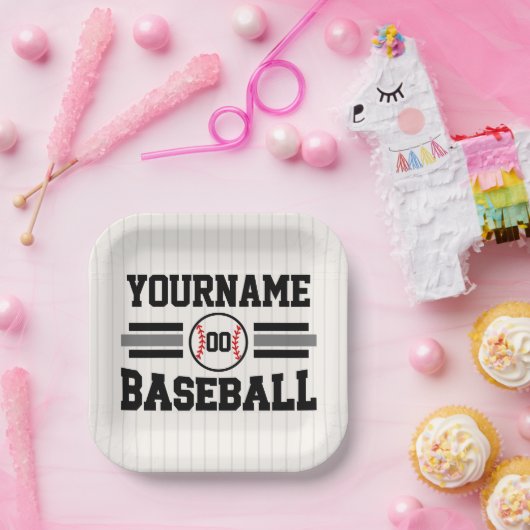 Personalisiertes Retro-Baseball-Player-Team Pappteller (Party)