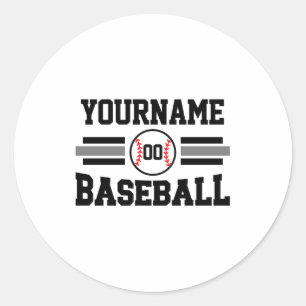 Personalisiertes Retro-Baseballspieler-Name Team T Runder Aufkleber