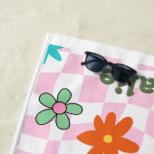 Personalisiertes Retro Beach Handtuch | Blumengesc (Beispiel)