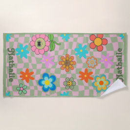 Personalisiertes Retro Beach Handtuch | Blumengesc