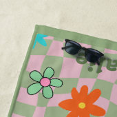 Personalisiertes Retro Beach Handtuch | Blumengesc (Beispiel)
