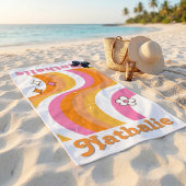 Personalisiertes Retro Beach Handtuch mit Namen -