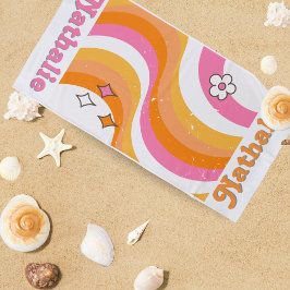 Personalisiertes Retro Beach Handtuch mit Namen - 