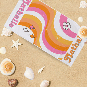 Personalisiertes Retro Beach Handtuch mit Namen - 