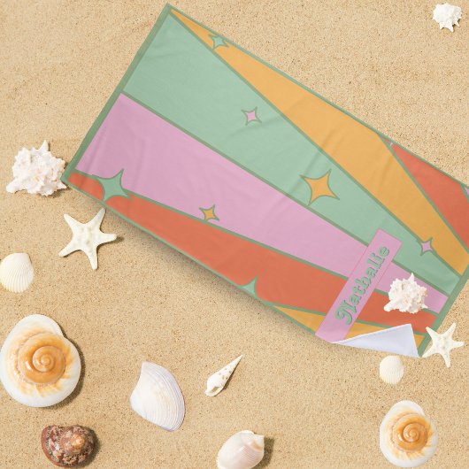 Personalisiertes Retro Beach Handtuch mit Namen - 
