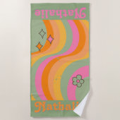 Personalisiertes Retro Beach Handtuch mit Namen - (Vorderseite)
