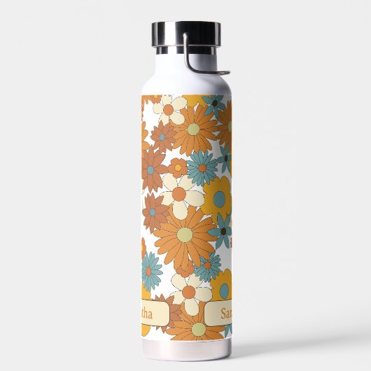 Personalisiertes Retro-Blume-Muster Trinkflasche (Links)