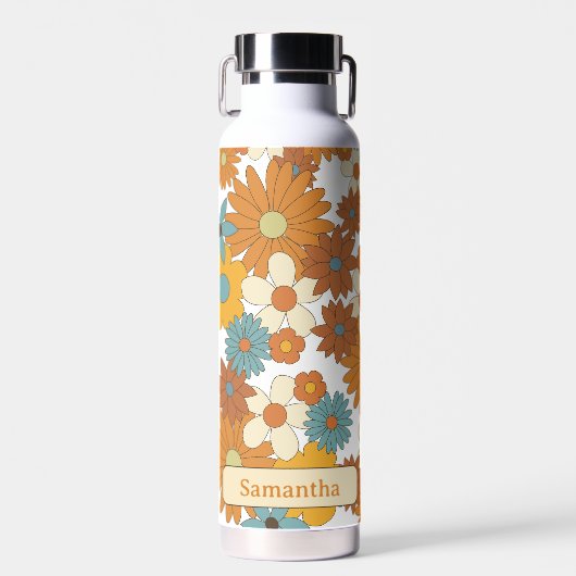 Personalisiertes Retro-Blume-Muster Trinkflasche (Vorne)