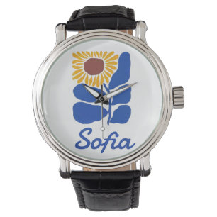 Personalisiertes Retro-Blumen-Daisy-Geschenk mit e Armbanduhr