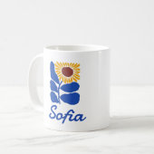 Personalisiertes Retro-Blumen-Daisy-Geschenk mit e Kaffeetasse (Vorderseite Links)