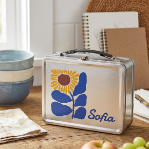 Personalisiertes Retro-Blumen-Daisy-Geschenk mit e Metall Brotdose