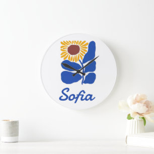 Personalisiertes Retro-Blumen-Daisy-Geschenk mit i Große Wanduhr