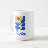 Personalisiertes Retro-Blumen-Daisy-Geschenk mit i Kaffeetasse (Vorderseite Links)