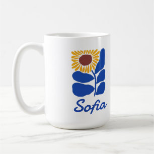 Personalisiertes Retro-Blumen-Daisy-Geschenk mit i Kaffeetasse