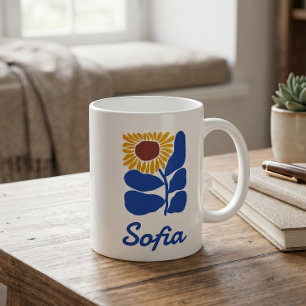Personalisiertes Retro-Blumen-Daisy-Geschenk mit i Kaffeetasse