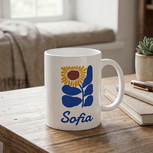 Personalisiertes Retro-Blumen-Daisy-Geschenk mit i Kaffeetasse