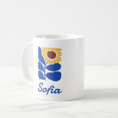 Personalisiertes Retro-Blumen-Daisy-Geschenk mit i Kaffeetasse (Vorderseite Links)
