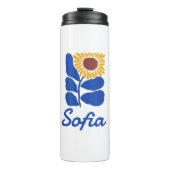Personalisiertes Retro-Blumen-Daisy-Geschenk mit i Thermosbecher (Vorderseite)
