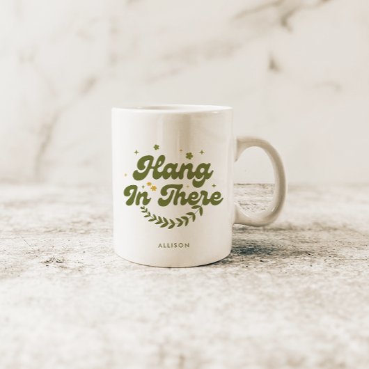 Personalisiertes Retro-Blumenangebot "Hang in Ther Kaffeetasse