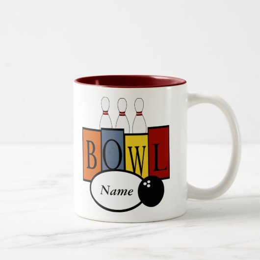 Personalisiertes Retro Bowlings-Tassen-Geschenk Zweifarbige Tasse (Rechts)