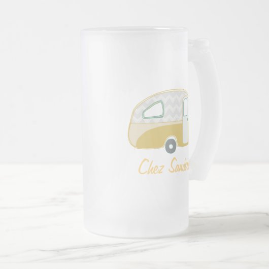 Personalisiertes Retro Caravan Bierglas Mattglas Bierglas (VorderseiteRechts)
