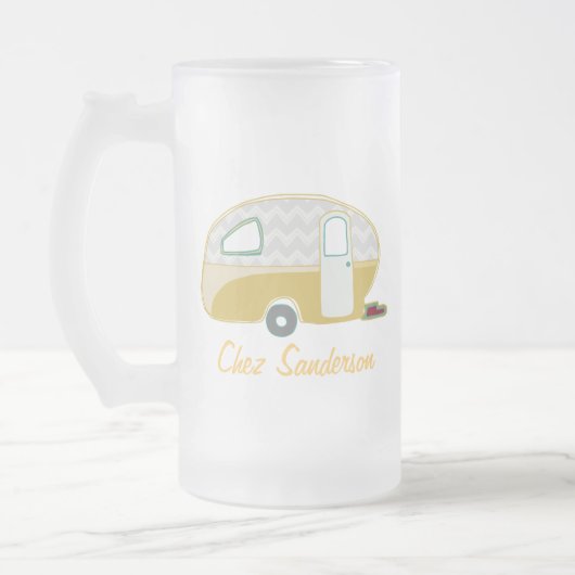 Personalisiertes Retro Caravan Bierglas Mattglas Bierglas (Links)