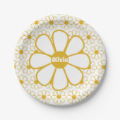 Personalisiertes Retro Daisy Floral Pattern Pappteller (Vorderseite)