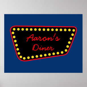 Personalisiertes Retro-Diner-Schild-Wandkunstposte Poster