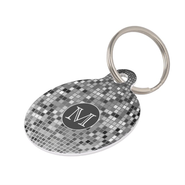 Personalisiertes Retro Disco Ball Monogramm Haustiermarke (Seite)