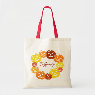 Personalisiertes Retro-Farbenkürbis Halloween Tragetasche