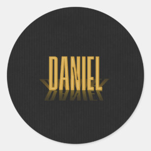 Personalisiertes Retro-Filmplakat Daniel Gold Runder Aufkleber