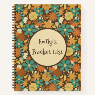 Personalisiertes Retro-Flower-Power-Spiraljournal Notizblock