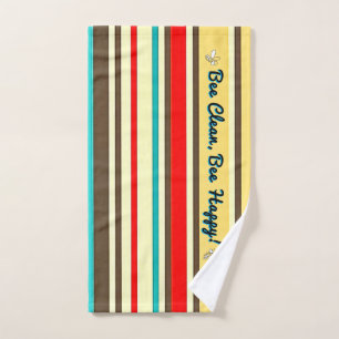 Personalisiertes Retro-Gestreiftes Badetuch mit Bi Handtuch
