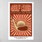 Personalisiertes Retro Golf Club Poster (Vorne)