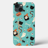 Personalisiertes Retro Halloween Hexenkürbis-Muste Case-Mate iPhone Hülle (Rückseite)