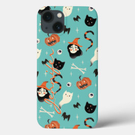 Personalisiertes Retro Halloween Hexenkürbis-Muste Case-Mate iPhone Hülle