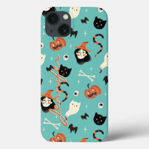 Personalisiertes Retro Halloween Hexenkürbis-Muste Case-Mate iPhone Hülle