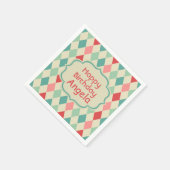 Personalisiertes Retro Harlequin Geometric Muster Serviette (Ecke)