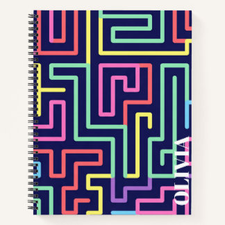 Personalisiertes Retro-Labyrinth-Muster Spiralnoti Notizblock