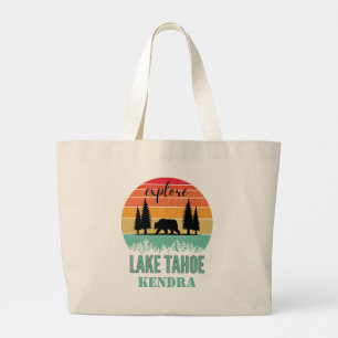 Personalisiertes Retro Lake Tahoe California Bear Jumbo Stoffbeutel