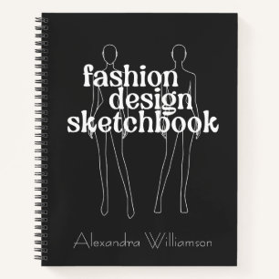 Personalisiertes Retro-Modedesign-Skizzenbuch Schw Notizblock