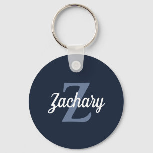 Personalisiertes Retro-Monogramm Navy Blau Weiß Schlüsselanhänger
