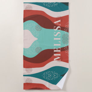 Personalisiertes Retro-Muster Monogramm Name Mama Strandtuch