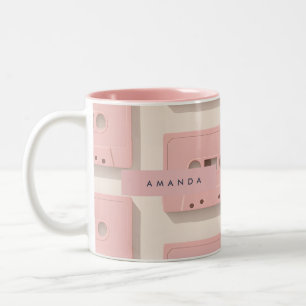 Personalisiertes Retro-Pastell-Kassettenband Vinta Zweifarbige Tasse