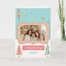 Personalisiertes Retro-Pastell-Weihnachtsfamilienf